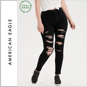 American Eagle hi-rise jegging black ripped jeans